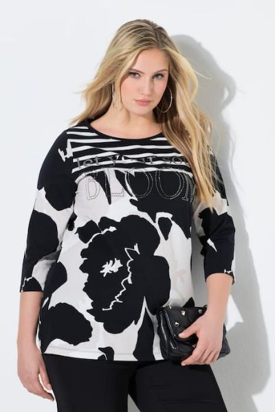 Veliki brojevi Majica 3/4 rukava s ukrasima moda za punije