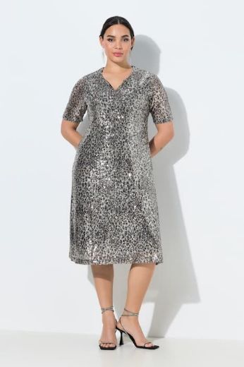 Plus size veliki brojevi Haljina kratkih rukava s šljokicama za punije