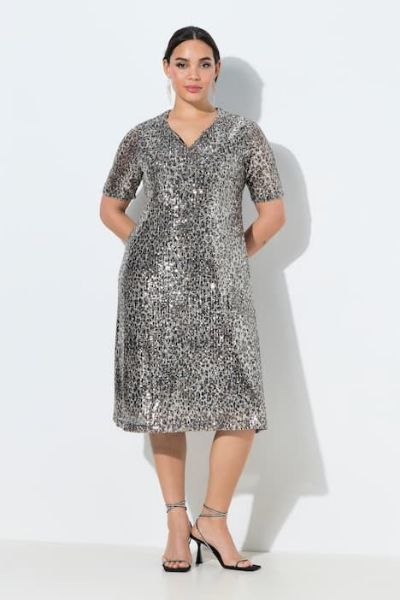 Veliki brojevi Haljina kratkih rukava s šljokicama moda za punije