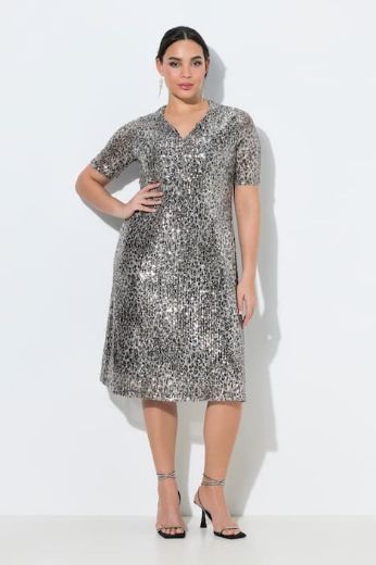 Plus size veliki brojevi Haljina kratkih rukava s šljokicama za punije