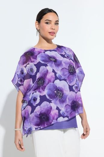 Plus size veliki brojevi Bluza kratkih rukava dvoslojna cvjetnog printa za punije