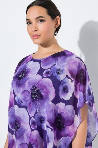 Plus size veliki brojevi Bluza kratkih rukava dvoslojna cvjetnog printa za punije