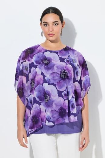 Plus size veliki brojevi Bluza kratkih rukava dvoslojna cvjetnog printa za punije