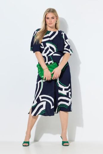 Plus size veliki brojevi Haljina midi kratkih rukava A kroja za punije