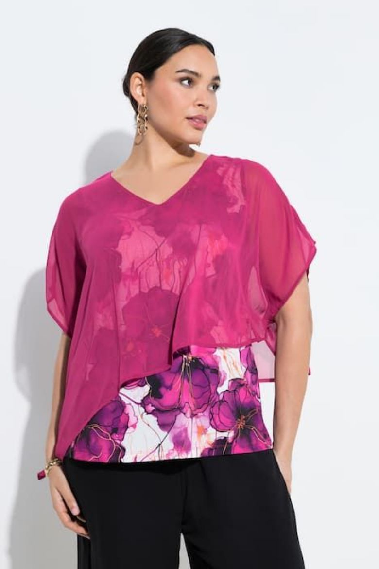 Plus size veliki brojevi Bluza kratkih rukava dvoslojna za punije