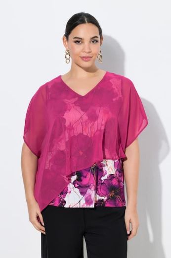 Plus size veliki brojevi Bluza kratkih rukava dvoslojna za punije