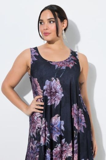 Plus size veliki brojevi Haljina midi bez rukava okruglog izreza za punije