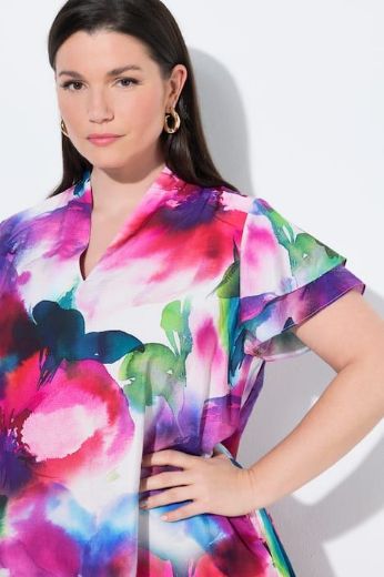 Plus size veliki brojevi Haljina midi kratkih rukava A kroja za punije