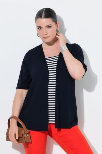 Plus size veliki brojevi Majica 2u1 na pruge za punije