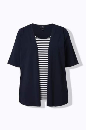 Plus size veliki brojevi Majica 2u1 na pruge za punije