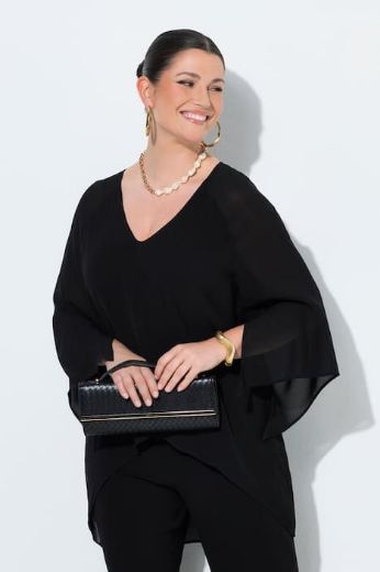 Plus size veliki brojevi Bluza dvoslojna 3/4 rukavi V izrez za punije