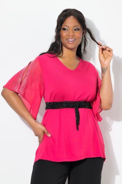 Veliki brojevi Bluza elegantna s ukrasnim dodacima moda za punije