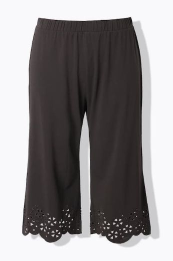 Plus size veliki brojevi Hlače capri pamučne sa čipkastim detaljima za punije