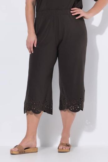 Plus size veliki brojevi Hlače capri pamučne sa čipkastim detaljima za punije
