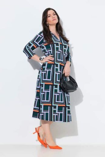 Plus size veliki brojevi Haljina midi 3/4 rukava za punije