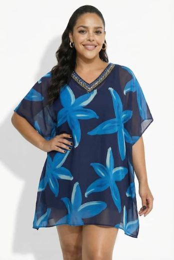 Plus size veliki brojevi Tunika poludugih rukava V izrez cvjetni uzorak za punije