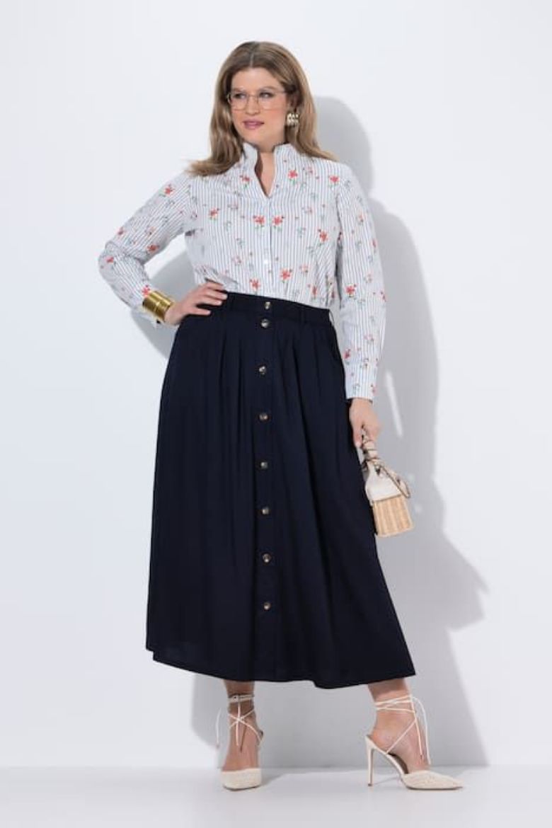 Plus size veliki brojevi Haljina maxi kopčanje na gumbe za punije