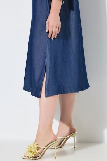 Plus size veliki brojevi Haljina 3/4 rukavi traper izgled za punije