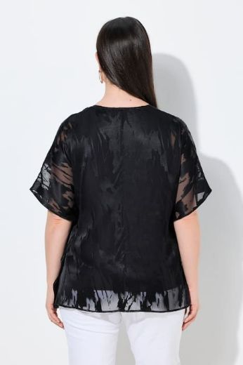 Plus size veliki brojevi Bluza kratkih rukava V izrez dvoslojna za punije