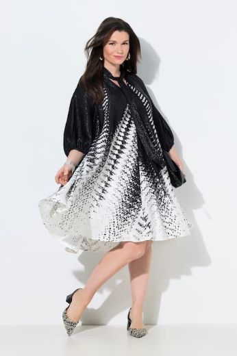 Plus size veliki brojevi Haljina 3/4 rukavi s izrezom na vezanje za punije