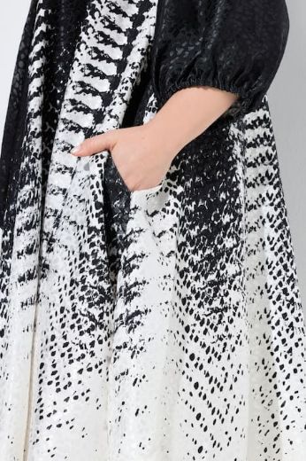 Plus size veliki brojevi Haljina 3/4 rukavi s izrezom na vezanje za punije