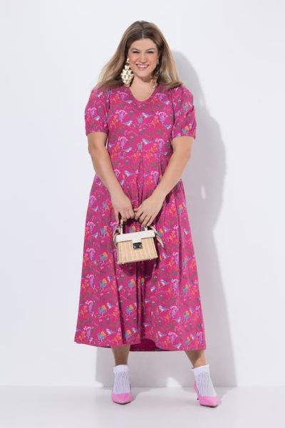 Veliki brojevi Haljina maxi kratkih rukava moda za punije