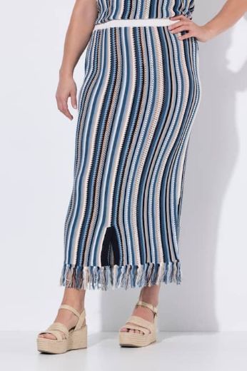 Plus size veliki brojevi Suknja pletena s resicama elastičnog strukaa za punije