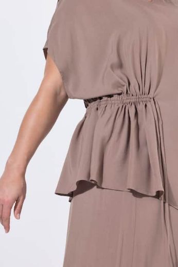 Plus size veliki brojevi Tunika kratkih rukava s vezicom za zatezanje za punije