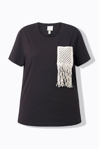 Plus size veliki brojevi Majica kratkih rukava heklanog džepa pamučna za punije