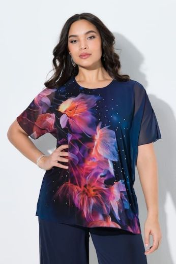 Plus size veliki brojevi Bluza kratkih rukava dvoslojna okrulog izreza za punije