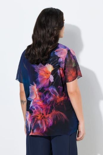 Plus size veliki brojevi Bluza kratkih rukava dvoslojna okrulog izreza za punije