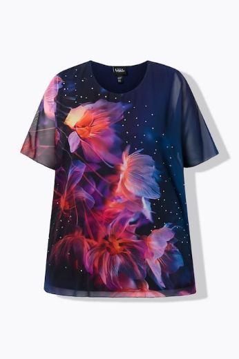 Plus size veliki brojevi Bluza kratkih rukava dvoslojna okrulog izreza za punije