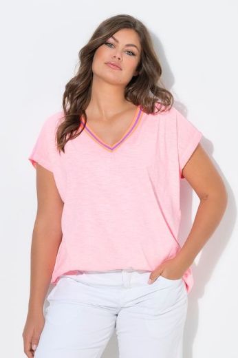 Plus size veliki brojevi Majica kratkih rukava V ovratnika za punije