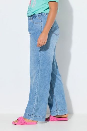 Plus size veliki brojevi Hlače traper širokih nogavica elastičnog struka za punije