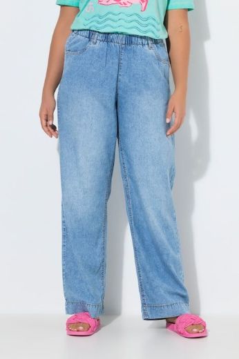 Plus size veliki brojevi Hlače traper širokih nogavica elastičnog struka za punije