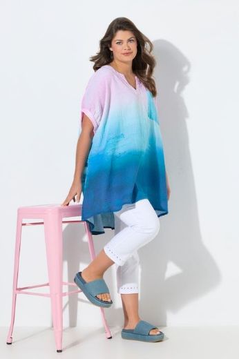 Plus size veliki brojevi Bluza 1/2 rukava dužeg kroja od muslina za punije