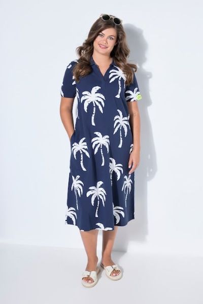 Veliki brojevi Haljina 1/2 rukava s kragnom moda za punije