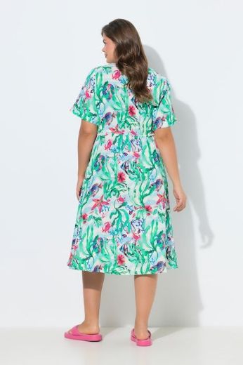 Plus size veliki brojevi Haljina 1/2 rukava od muslina za punije