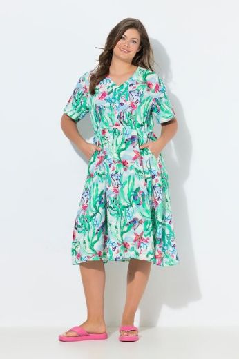 Plus size veliki brojevi Haljina 1/2 rukava od muslina za punije