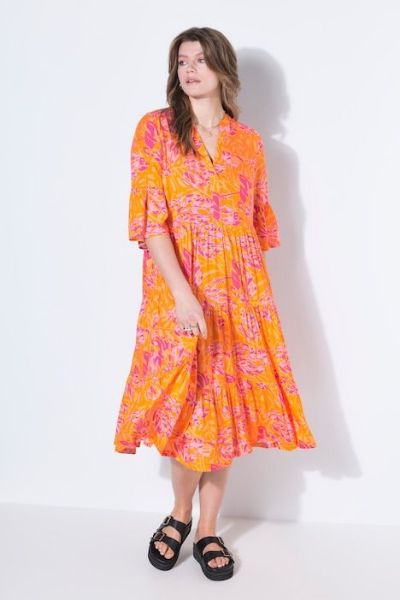 Veliki brojevi Haljina midi 3/4 rukava A kroja moda za punije