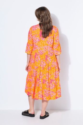 Plus size veliki brojevi Haljina midi 3/4 rukava A kroja za punije