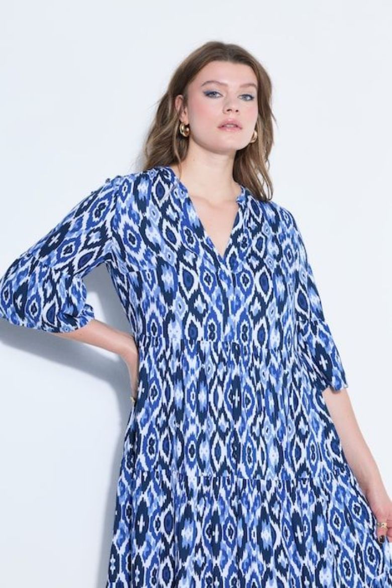 Plus size veliki brojevi Haljina midi 3/4 rukava A kroja za punije