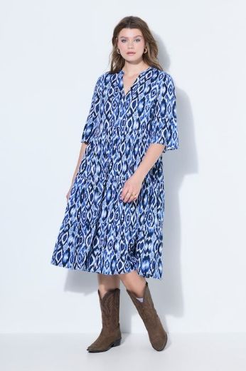 Plus size veliki brojevi Haljina midi 3/4 rukava A kroja za punije