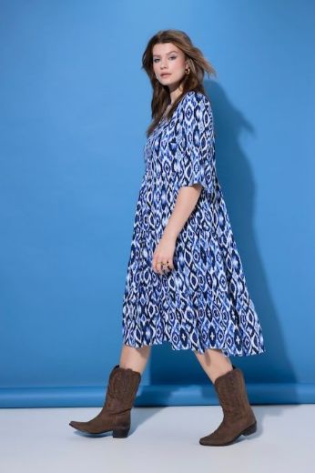 Plus size veliki brojevi Haljina midi 3/4 rukava A kroja za punije