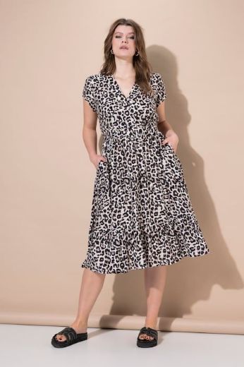 Plus size veliki brojevi Haljina midi kratkih rukava A kroja za punije