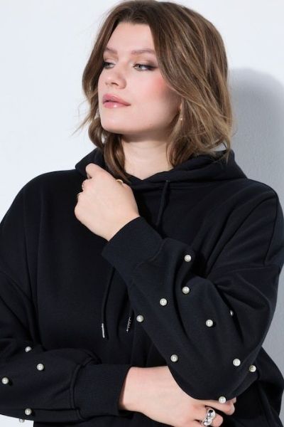 Veliki brojevi Majica dugih rukava s kapuljačom šireg kroja moda za punije