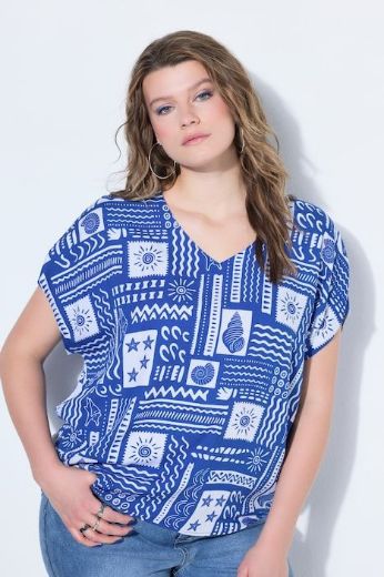 Plus size veliki brojevi Bluza kratkih rukava šireg kroja za punije