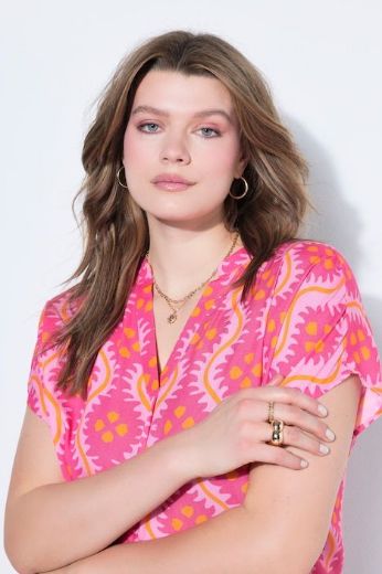 Plus size veliki brojevi Bluza kratkih rukava šireg kroja za punije