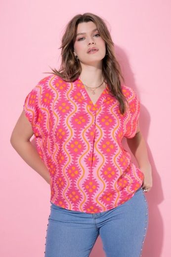 Plus size veliki brojevi Bluza kratkih rukava šireg kroja za punije