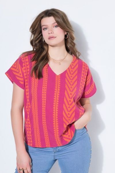 Veliki brojevi Bluza kratkih rukava šireg kroja moda za punije